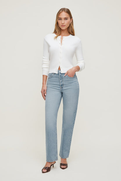 Rebecca Crewneck Cardigan White - Dynamite