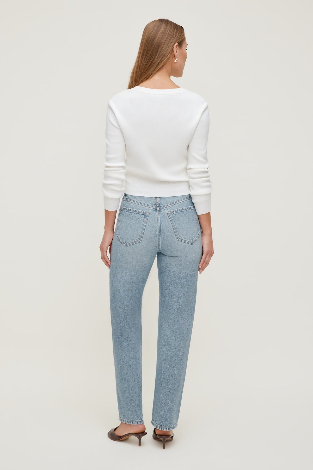 Rebecca Crewneck Cardigan White - Dynamite