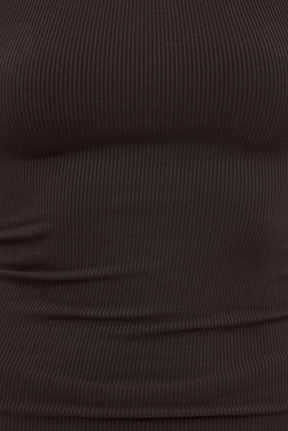 Ellie Ribbed Tank Top Brown - Dynamite
