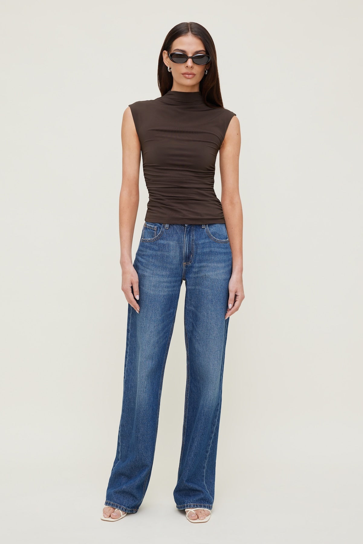Sculpt Shirred T Shirt Brown - Dynamite