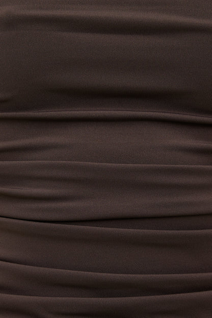 Sculpt Shirred T Shirt Brown - Dynamite