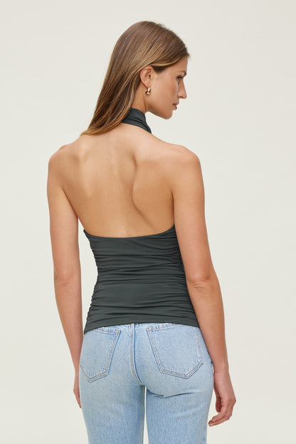 Sculpt Cowl Halter Top Green - Dynamite