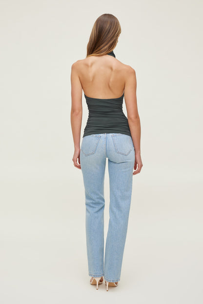 Sculpt Cowl Halter Top Green - Dynamite