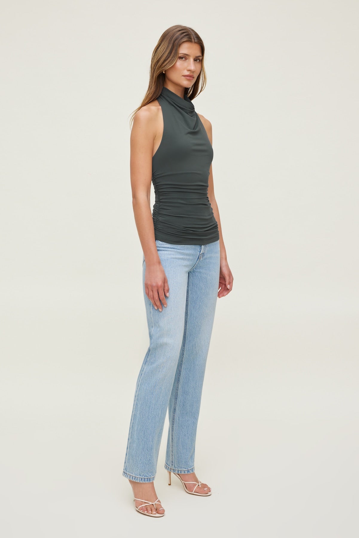 Sculpt Cowl Halter Top Green - Dynamite