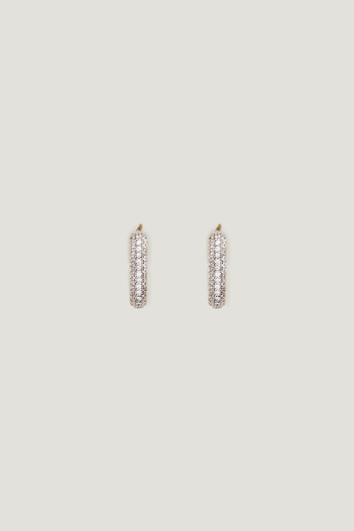 U Shaped Pavé Hoop Earrings Gray - Dynamite