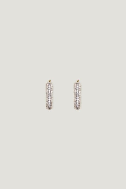 U Shaped Pavé Hoop Earrings Gray - Dynamite