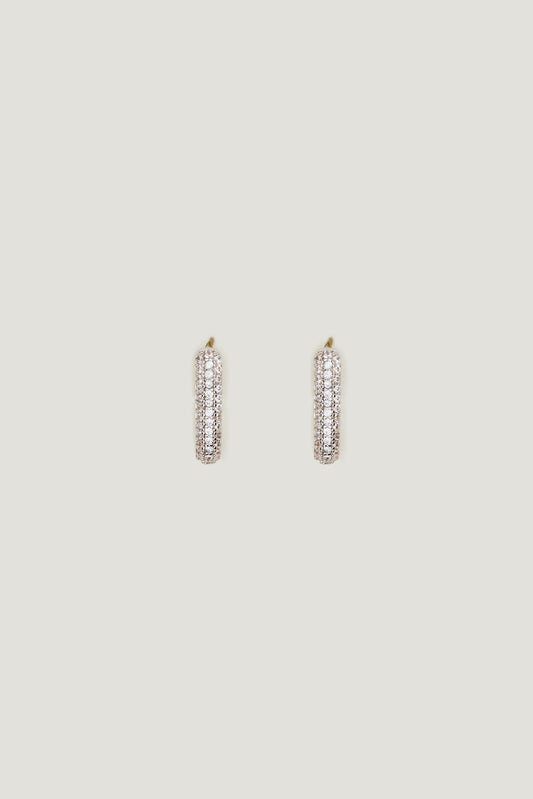 U Shaped Pavé Hoop Earrings Gray - Dynamite