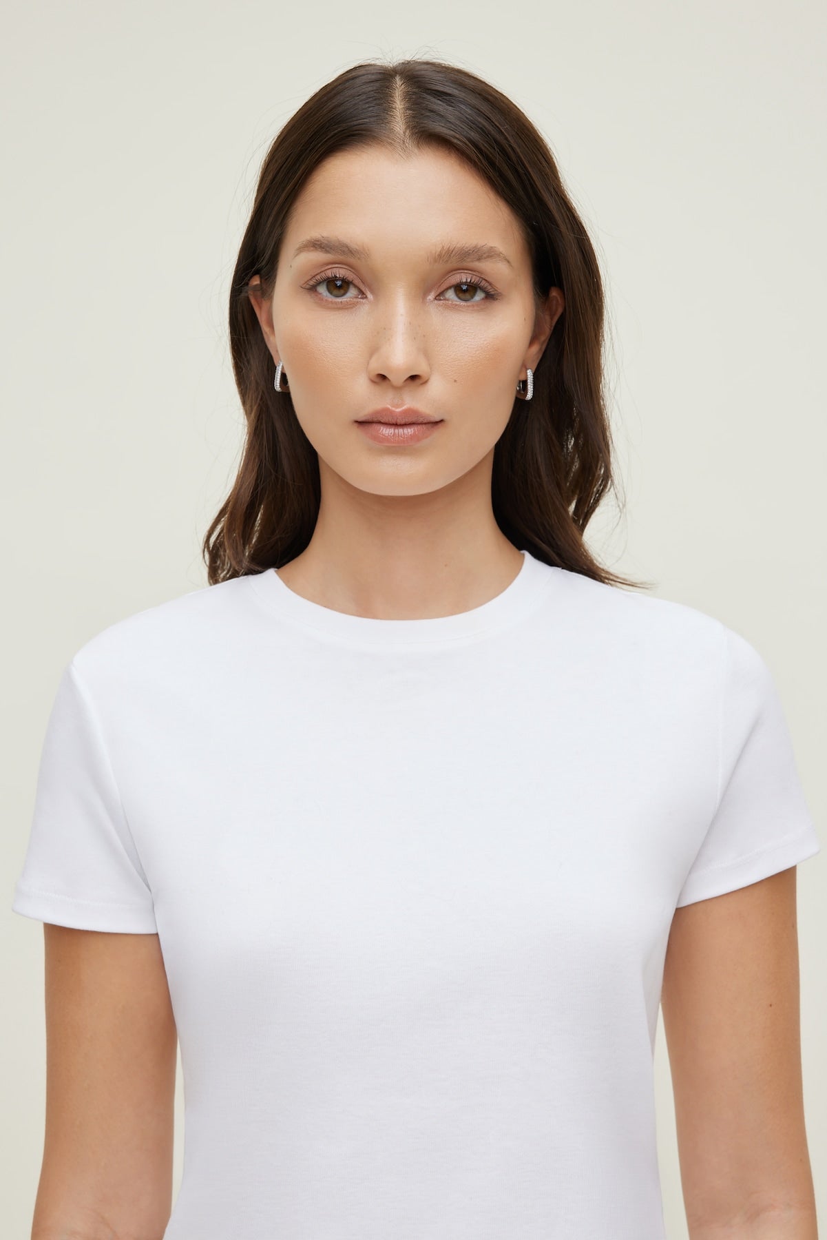 U Shaped Pavé Hoop Earrings Gray - Dynamite