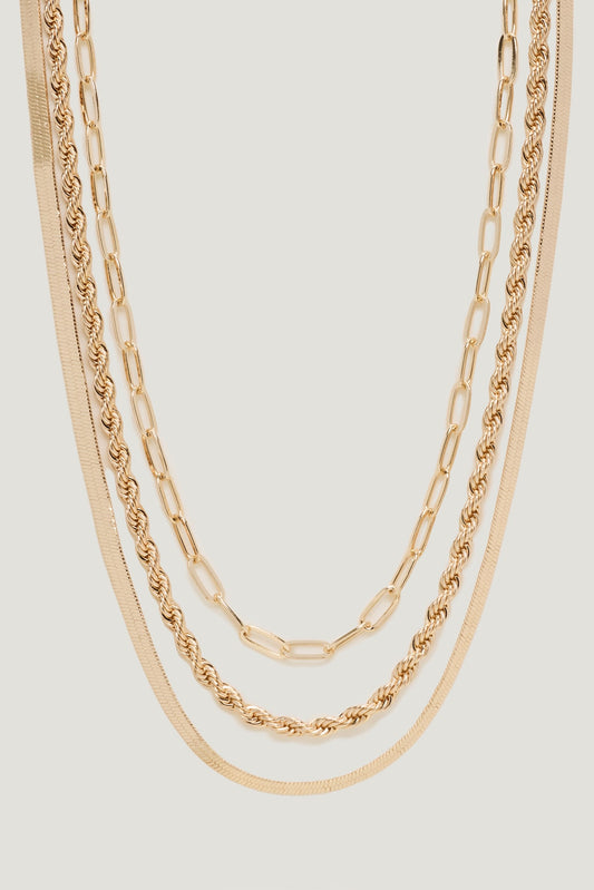3-Pack Mixed Chain Necklaces Yellow - Dynamite