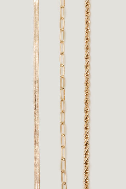 3-Pack Mixed Chain Necklaces Yellow - Dynamite
