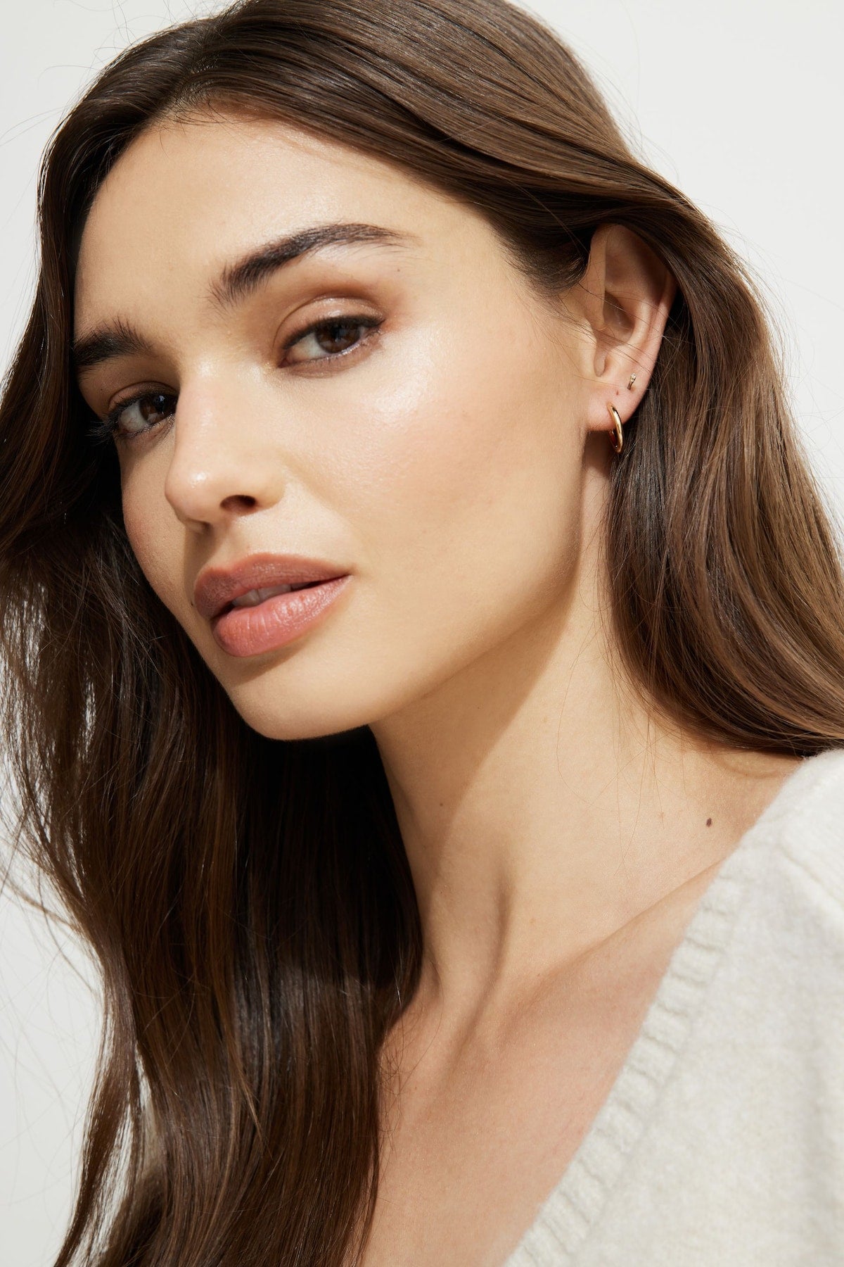3-Pack Delicate Linear Hoop Earrings White - Dynamite