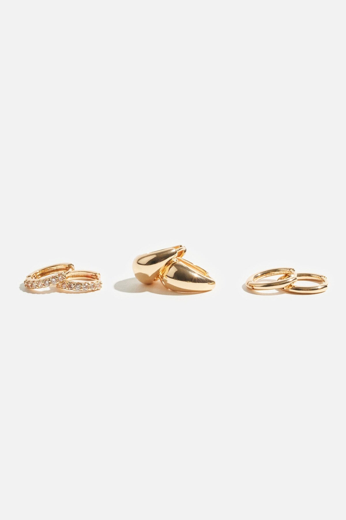 3-Pack Delicate Linear Hoop Earrings White - Dynamite