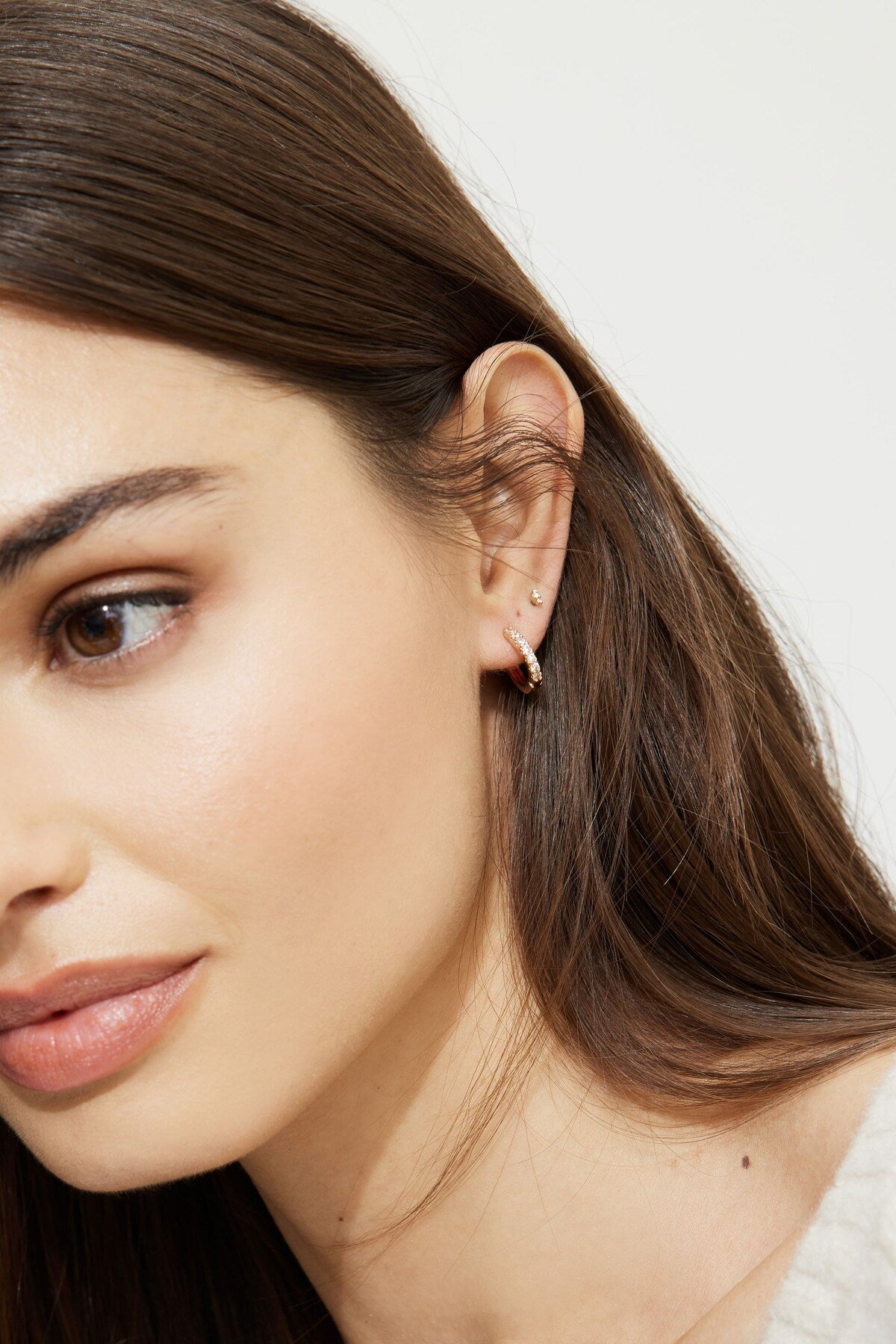 3-Pack Delicate Linear Hoop Earrings White - Dynamite