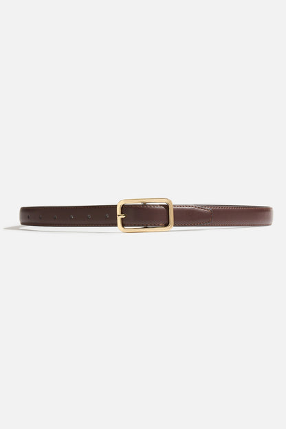 Rounded Rectangle Slim Faux Leather Belt Brown - Dynamite