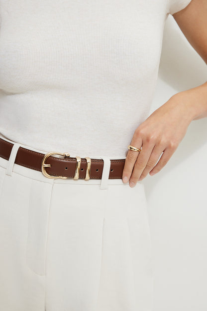 Classic Faux Leather Belt Brown - Dynamite