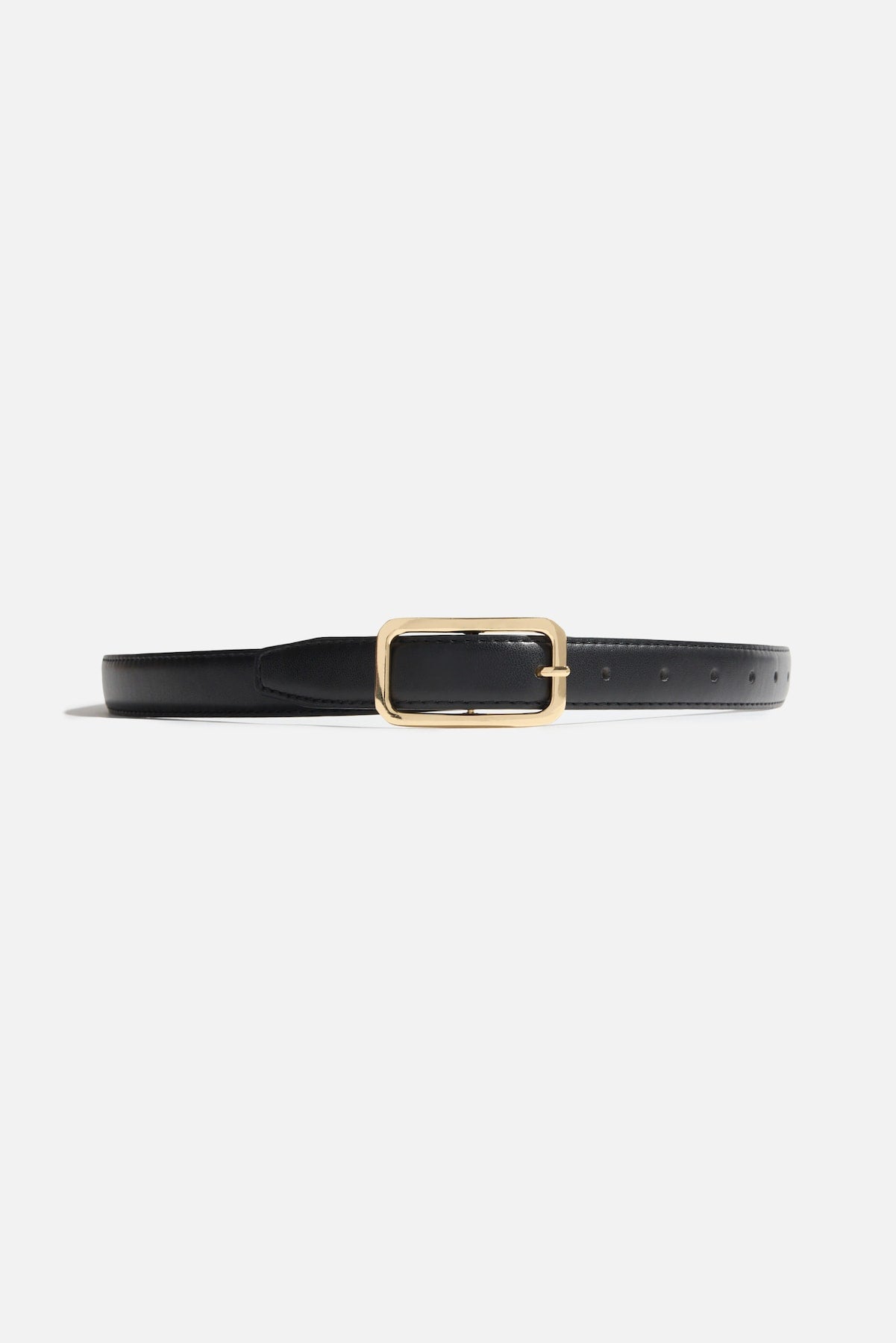 Rounded Rectangle Slim Faux Leather Belt Black - Dynamite