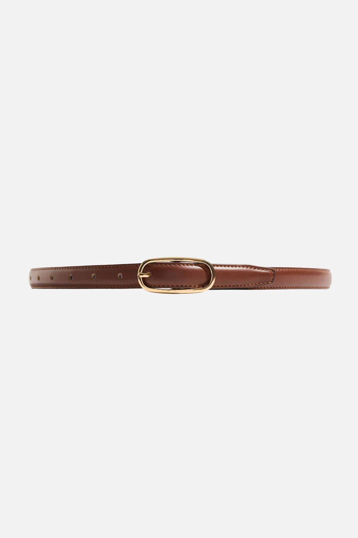 Oval Super Slim Faux Leather Belt Brown - Dynamite