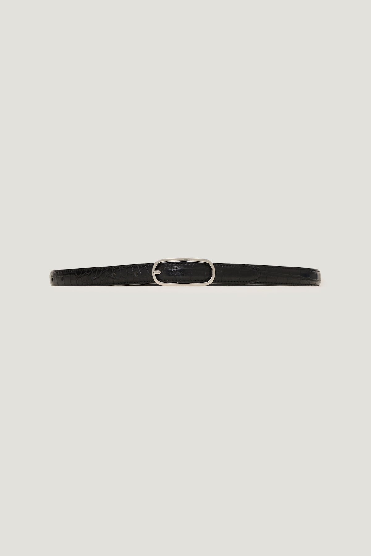 Oval Super Slim Faux Leather Belt Black - Dynamite