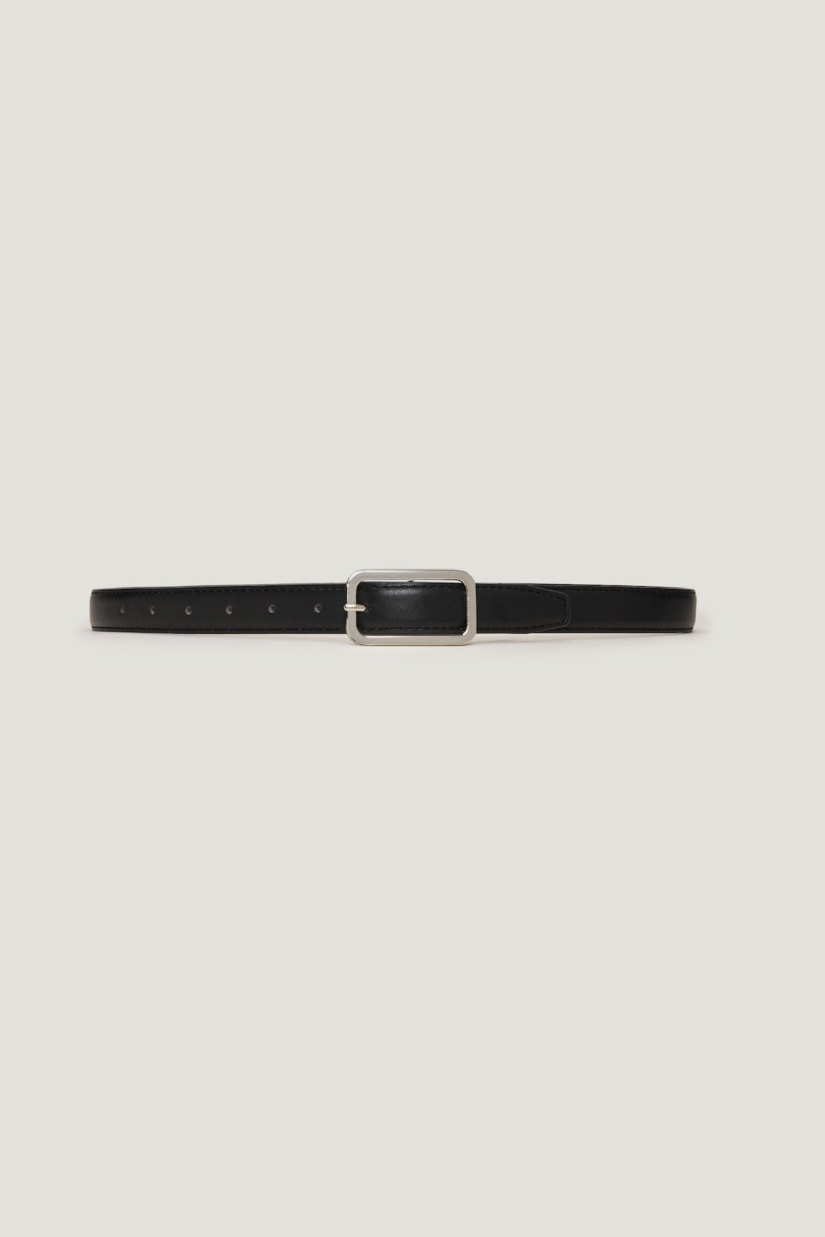 Rounded Rectangle Slim Faux Leather Belt Black - Dynamite