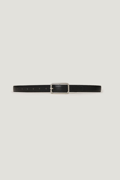 Rounded Rectangle Slim Faux Leather Belt Black - Dynamite
