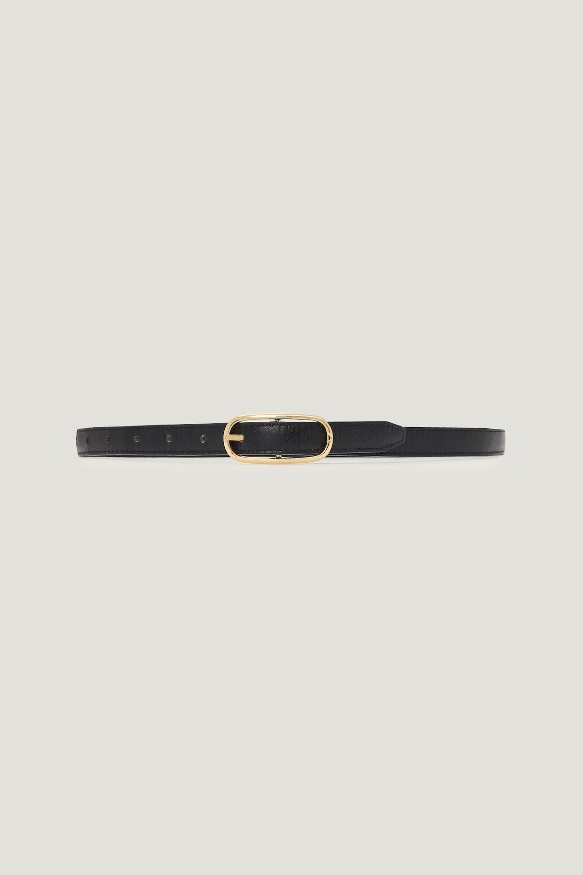 Oval Super Slim Faux Leather Belt Black - Dynamite