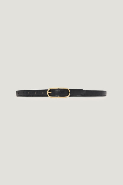 Oval Super Slim Faux Leather Belt Black - Dynamite