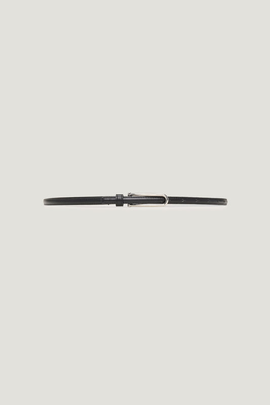 Oval Skinny Faux Leather Belt Black - Dynamite