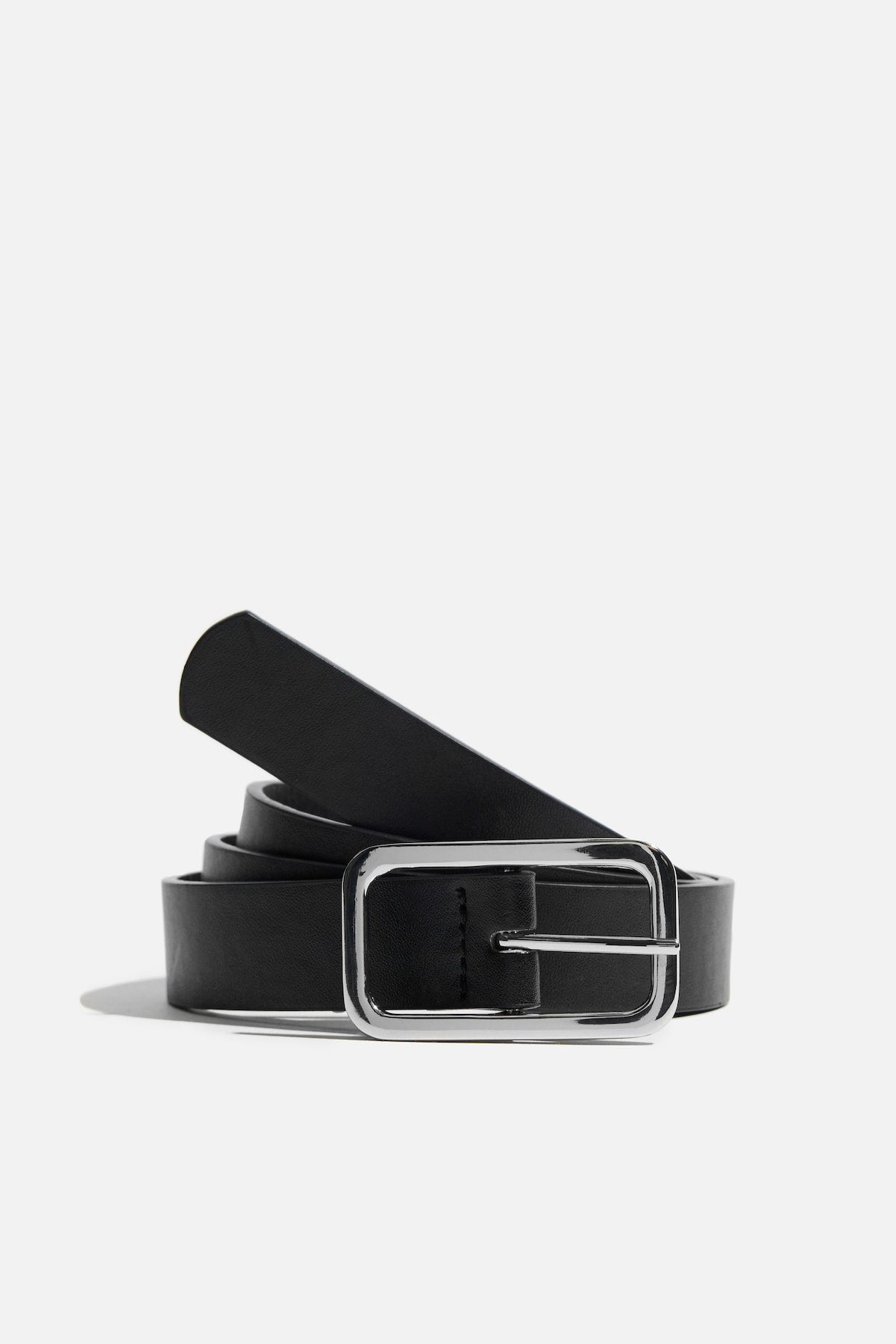 Skinny Round Square Buckle Belt Black - Dynamite