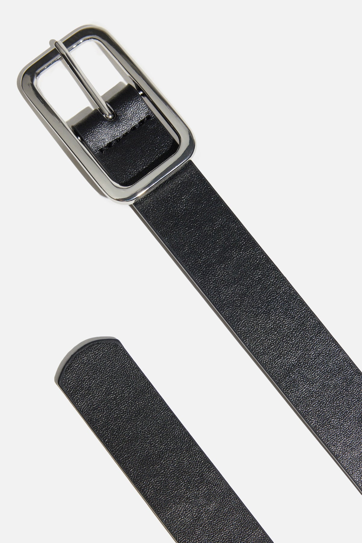 Skinny Round Square Buckle Belt Black - Dynamite