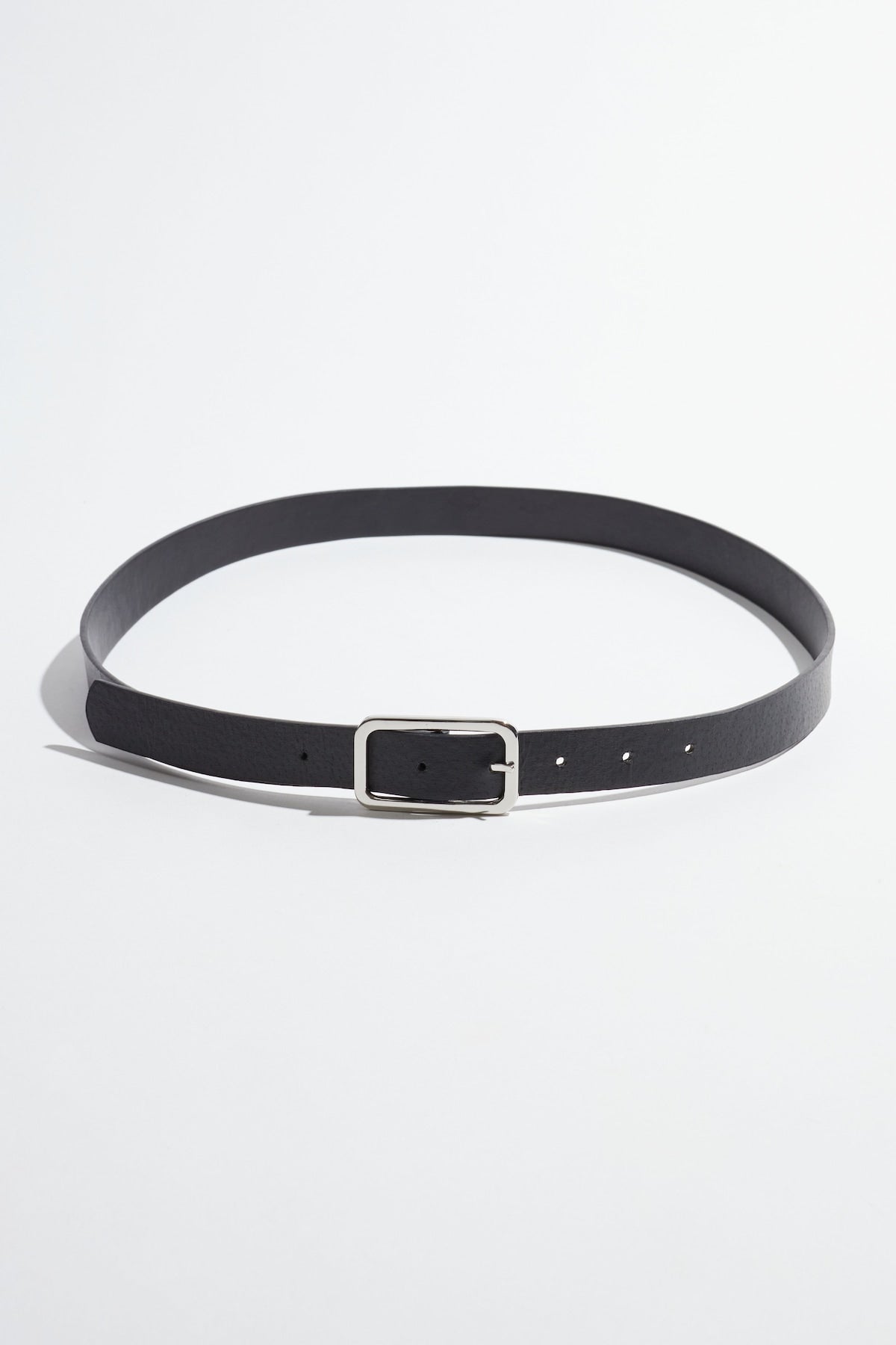 Skinny Round Square Buckle Belt Black - Dynamite