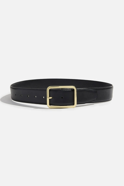 Rounded Square Faux Leather Belt Black - Dynamite