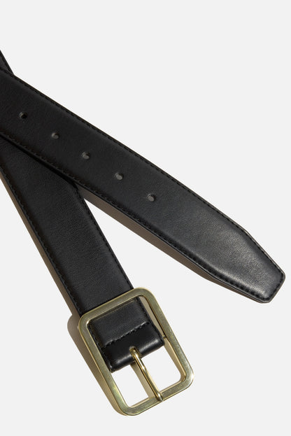 Rounded Square Faux Leather Belt Black - Dynamite