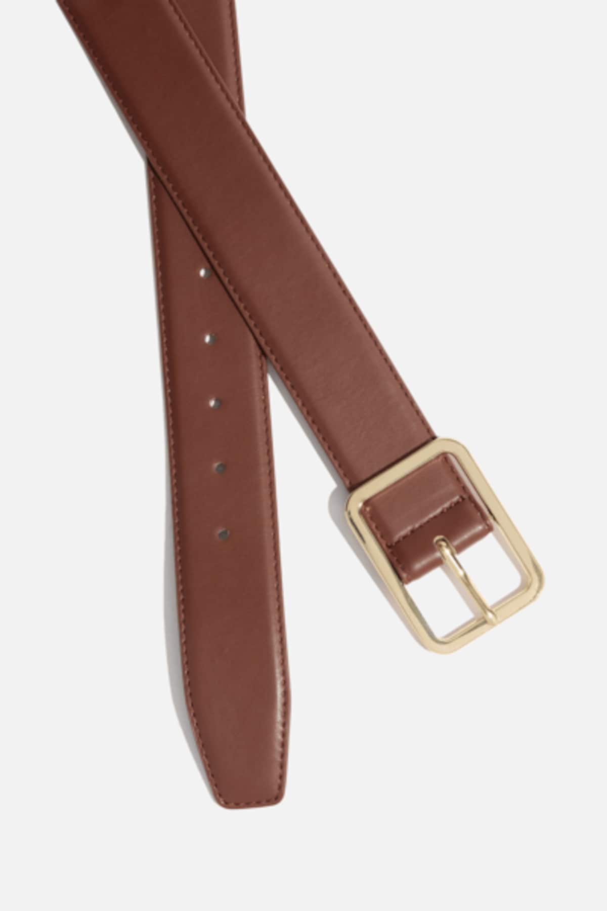 Rounded Square Faux Leather Belt Brown - Dynamite