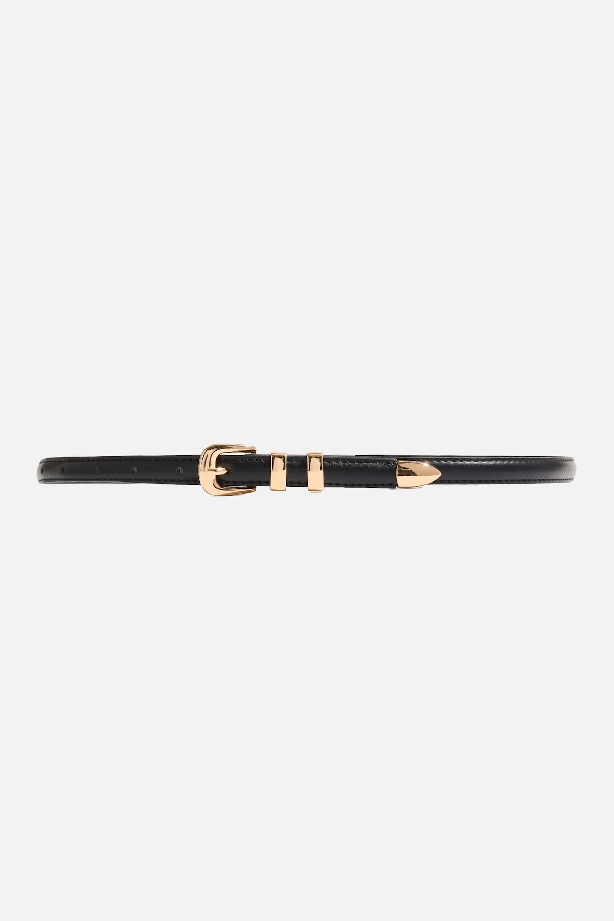 Double Loop Super Slim Faux Leather Belt Black - Dynamite