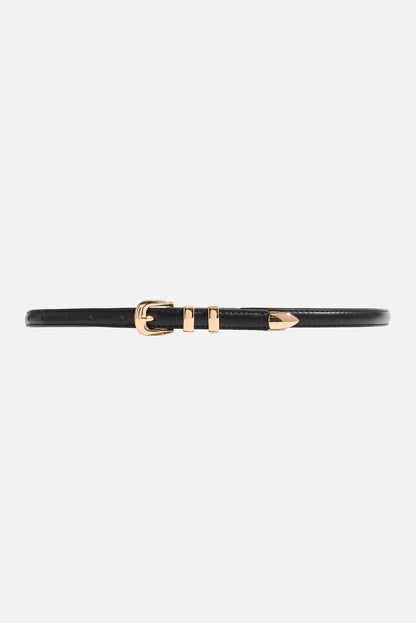 Double Loop Super Slim Faux Leather Belt Black - Dynamite