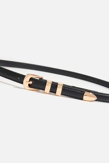 Double Loop Super Slim Faux Leather Belt Black - Dynamite
