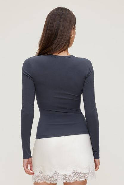 Rumi Long Sleeve T Shirt Blue - Dynamite