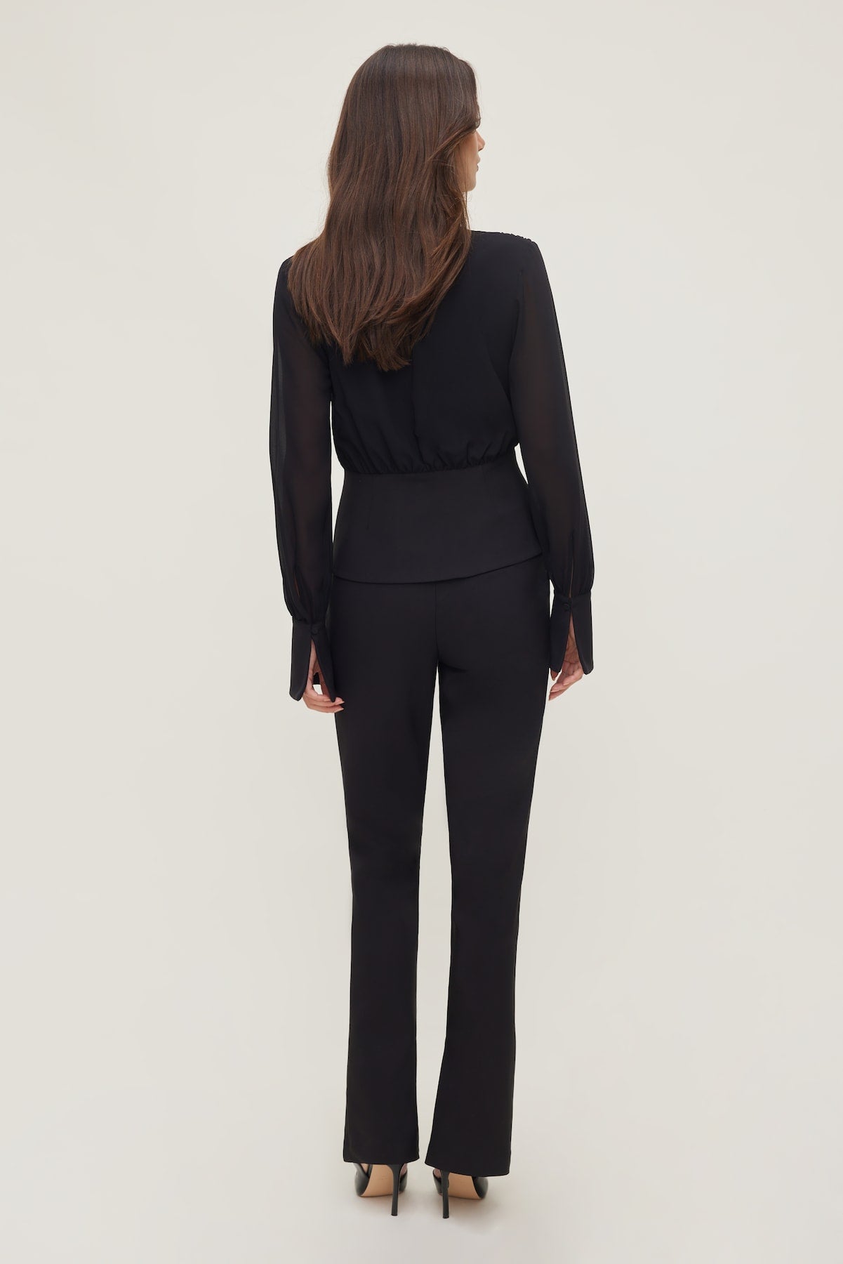 Sheer Wrap Blouse BLACK - Dynamite