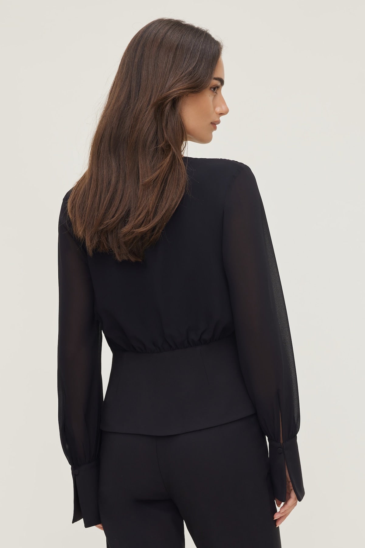 Sheer Wrap Blouse BLACK - Dynamite