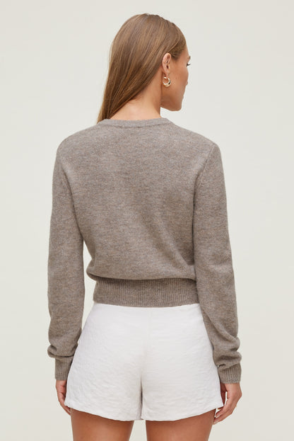 Rebecca Crewneck Cardigan Brown - Dynamite