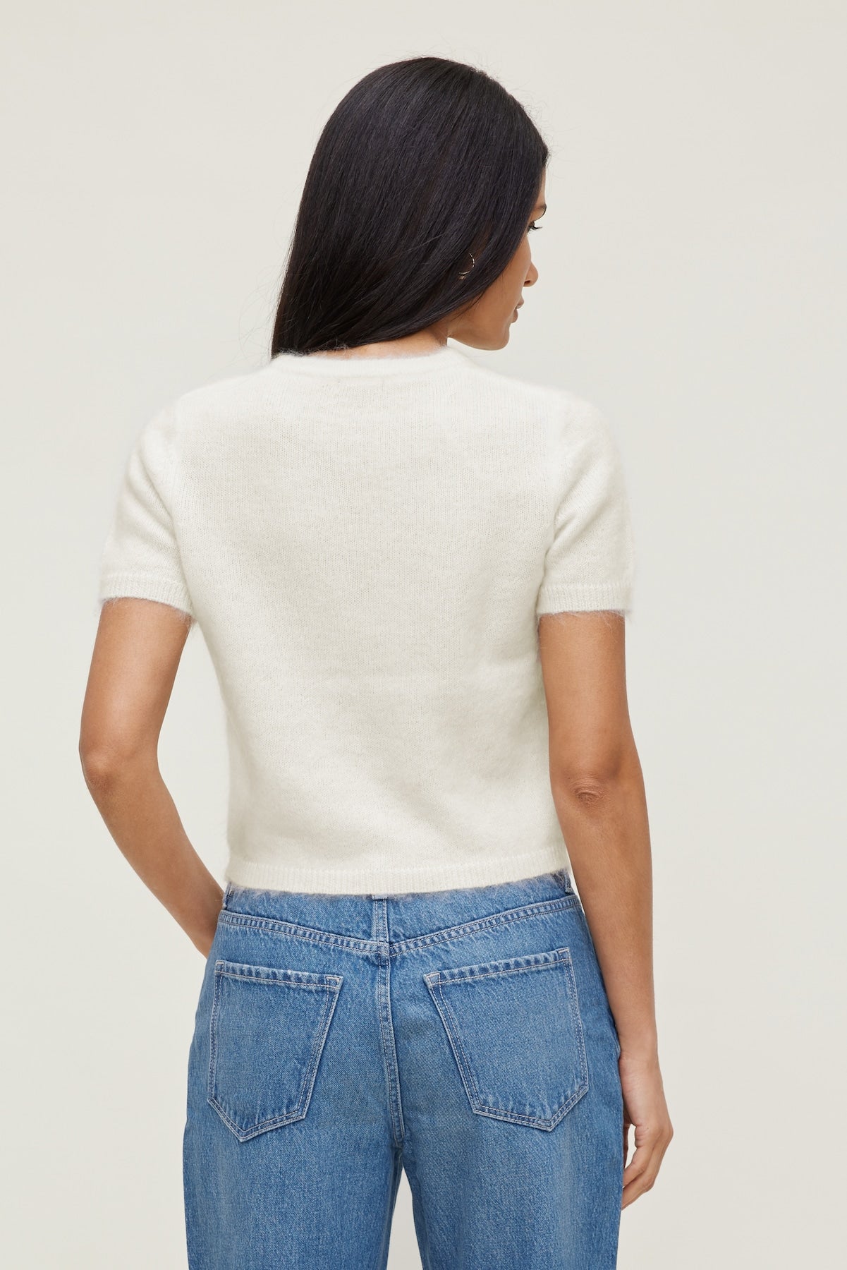 Premium Mohair Short Sleeve Cardigan White - Dynamite