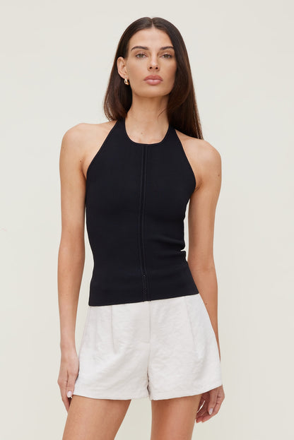Halter Sweater Tank Top Black - Dynamite