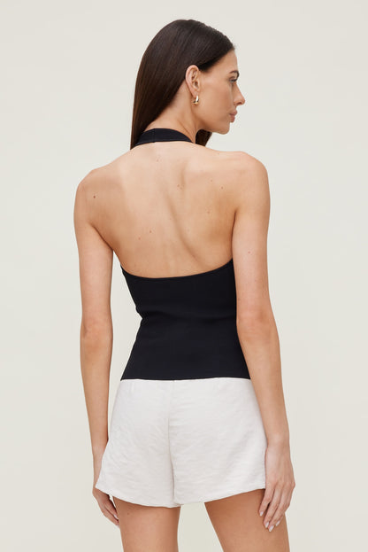 Halter Sweater Tank Top Black - Dynamite