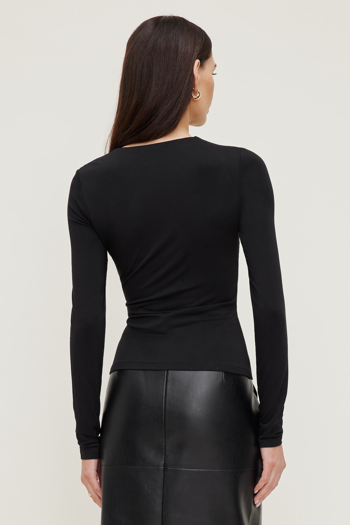 Draped Long Sleeve Top Black - Dynamite