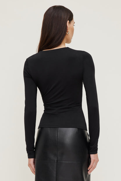 Draped Long Sleeve Top Black - Dynamite