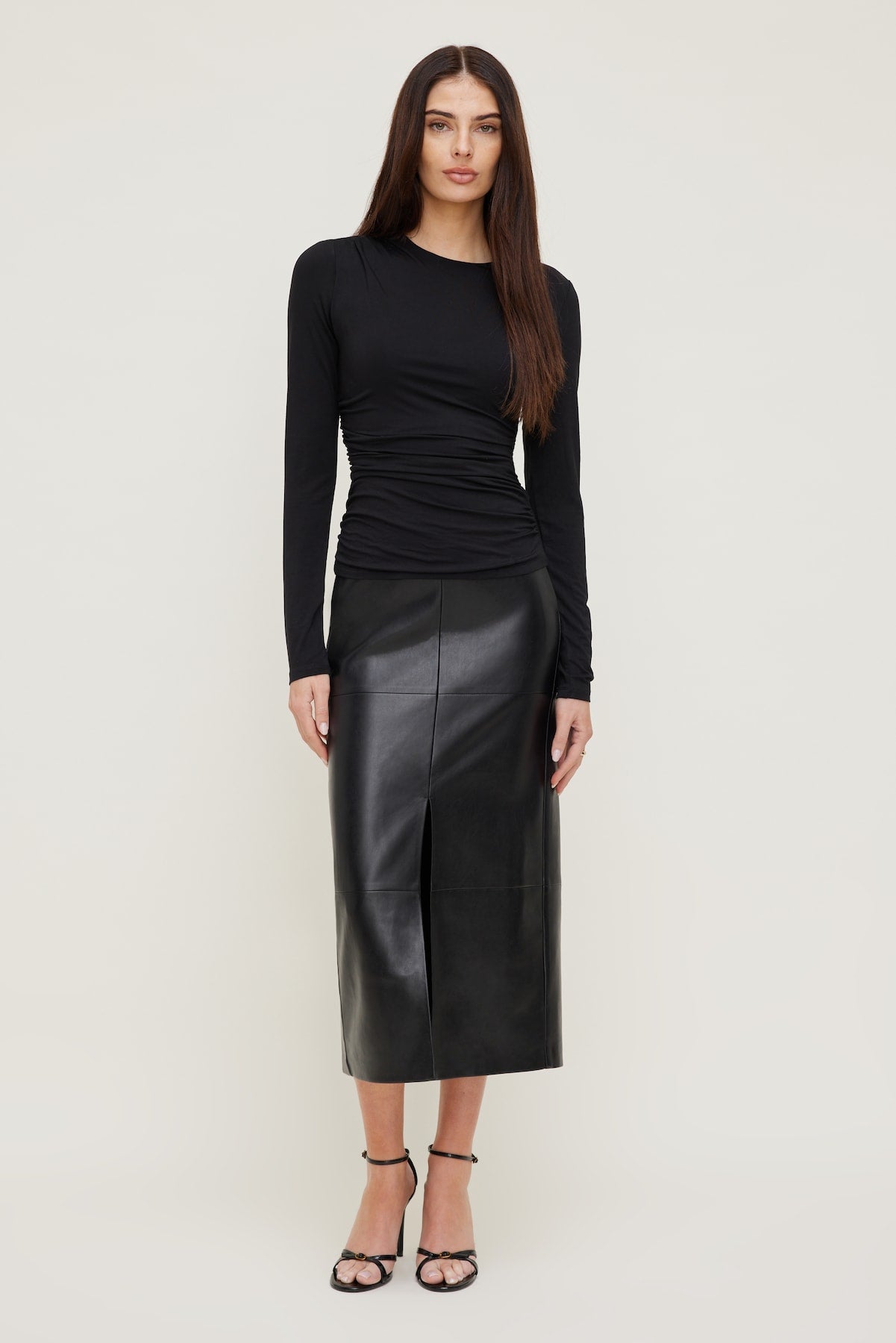 Draped Long Sleeve Top Black - Dynamite