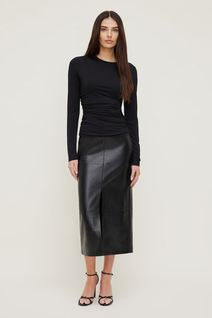 Draped Long Sleeve Top Black - Dynamite