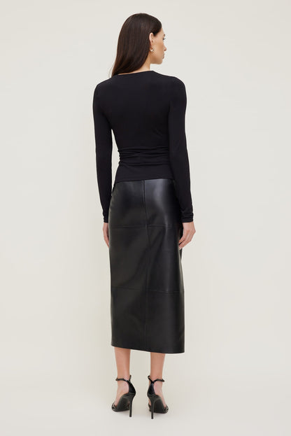 Draped Long Sleeve Top Black - Dynamite