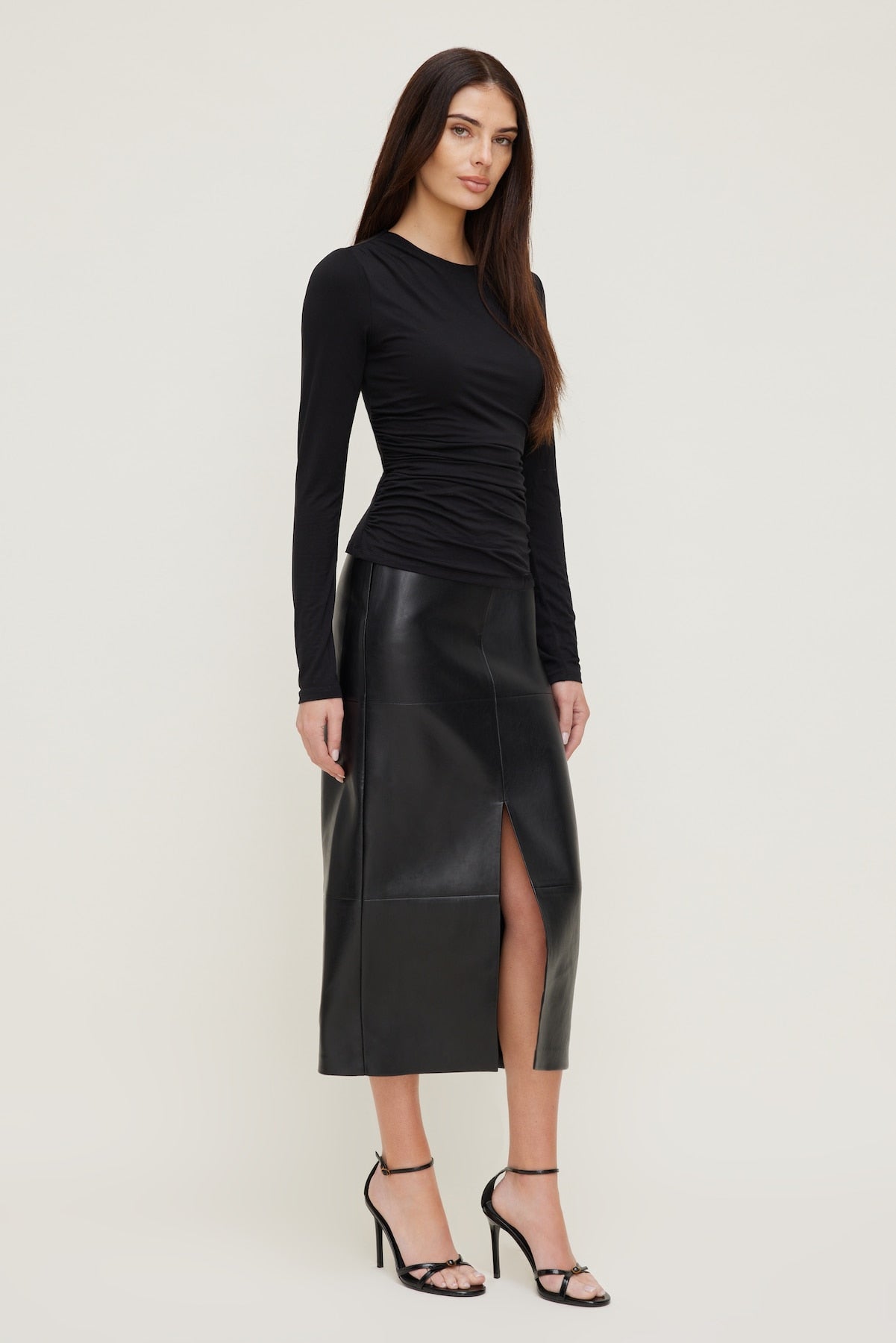 Draped Long Sleeve Top Black - Dynamite