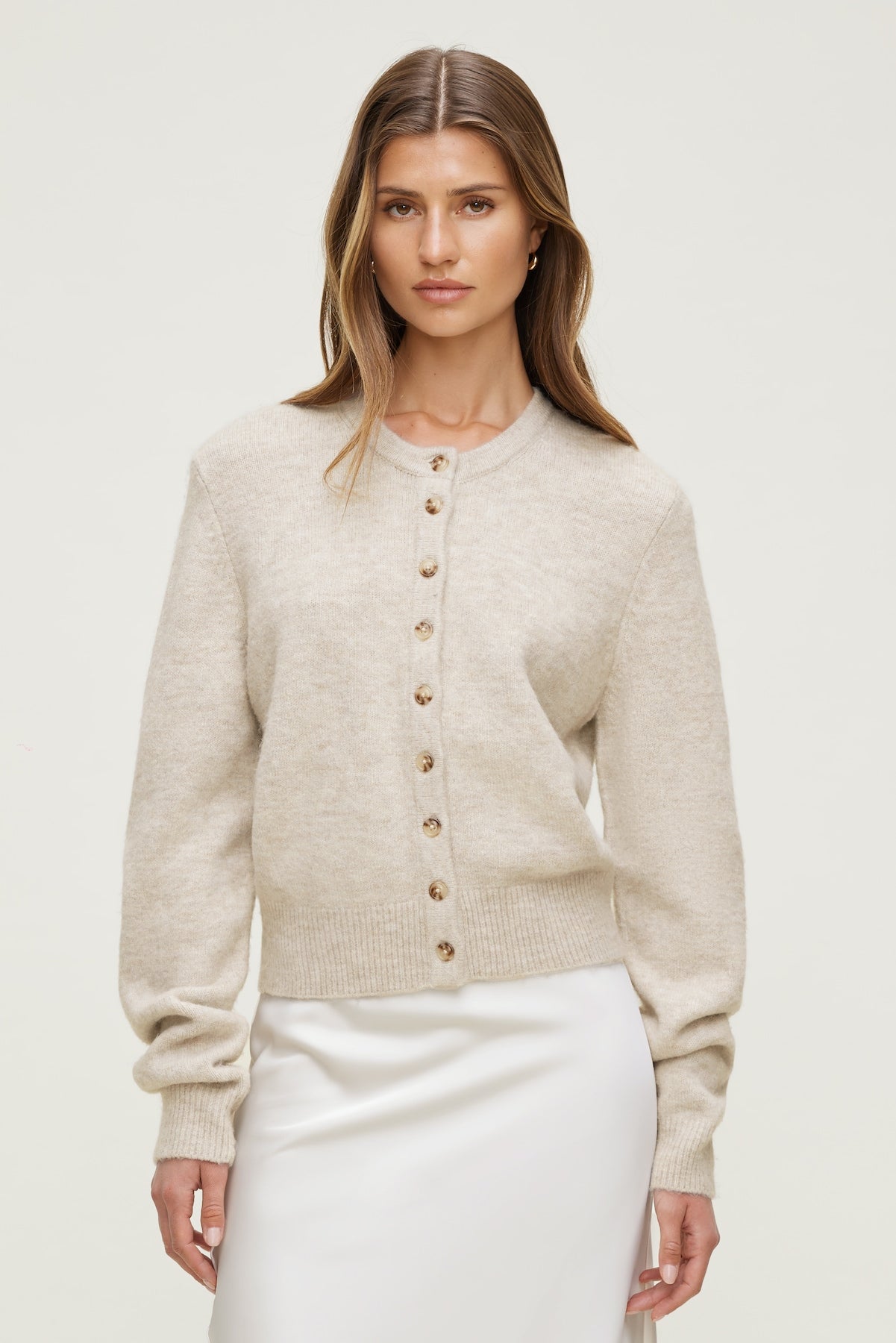 Rebecca Crewneck Cardigan Gray - Dynamite